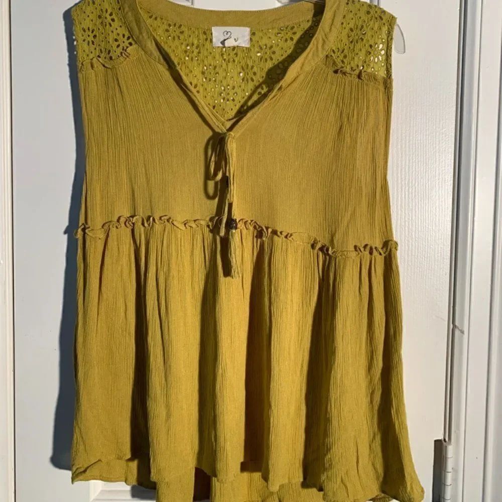 Love Rayon Eyelet Accent Blouse